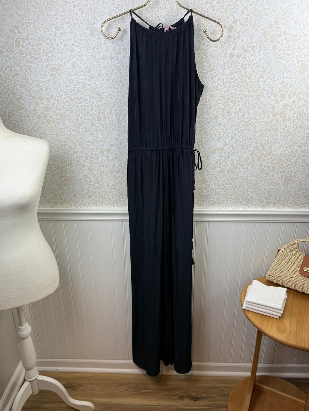 Calypso St. Barth Navy Sleeveless Campina Halter Jumpsuit - Size - Small
